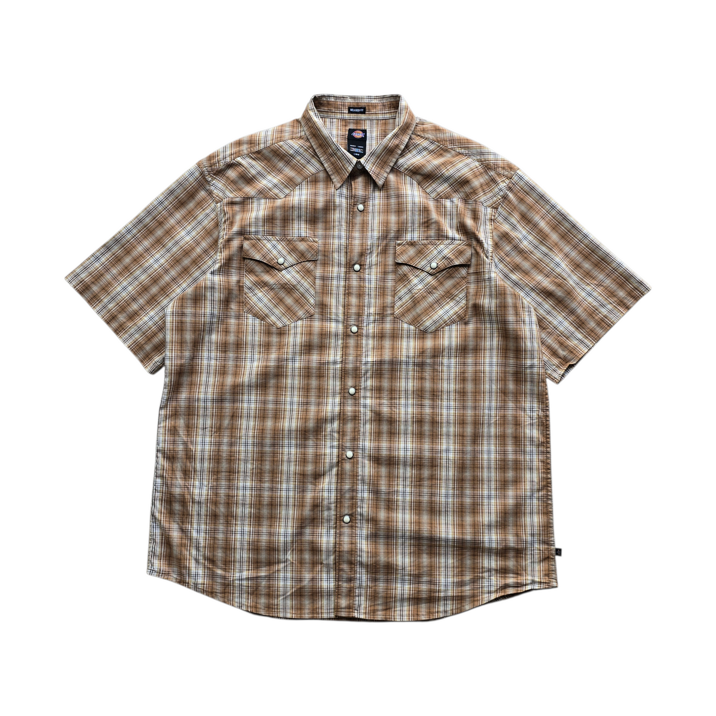 Dickies Plaid Pearl Snap Short Sleeve Shirt - L