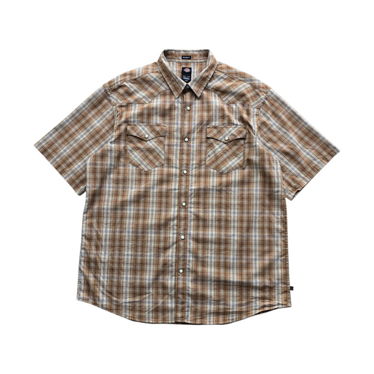 Dickies Plaid Pearl Snap Short Sleeve Shirt - L