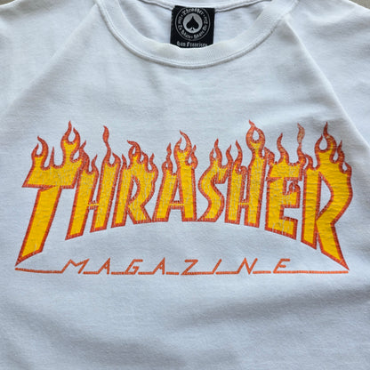 Thrasher Flames Logo White Tee - L