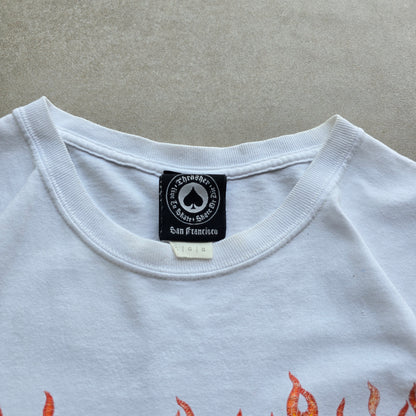 Thrasher Flames Logo White Tee - L