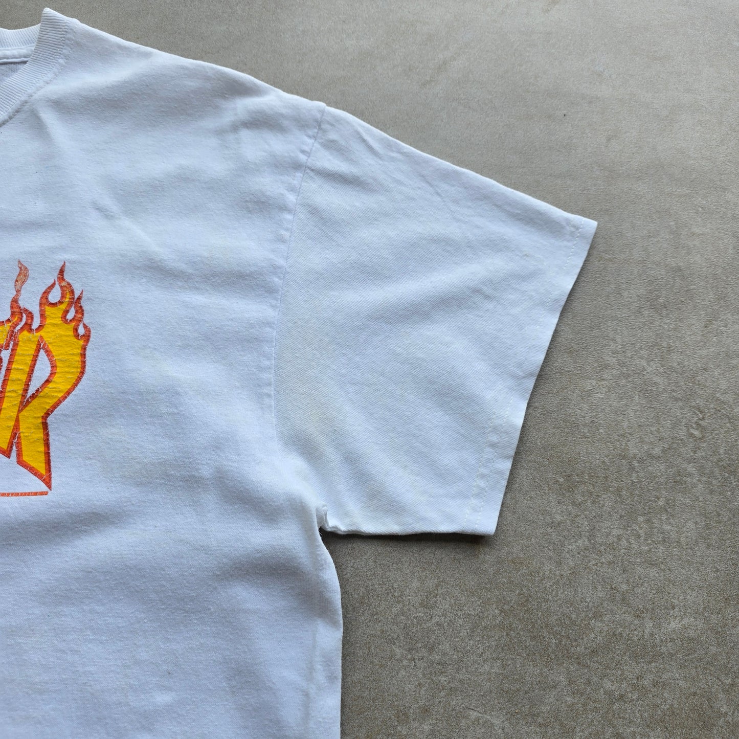Thrasher Flames Logo White Tee - L