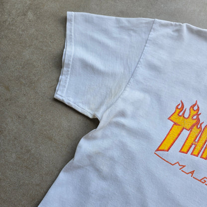 Thrasher Flames Logo White Tee - L