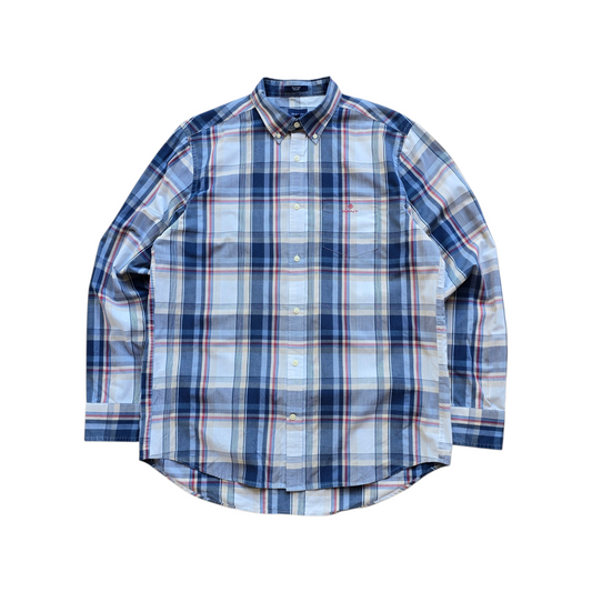 Gant Tech Prep Plaid Long Sleeve Button Up Shirt - L