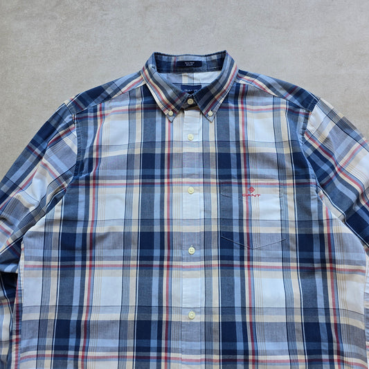 Gant Tech Prep Plaid Long Sleeve Button Up Shirt - L