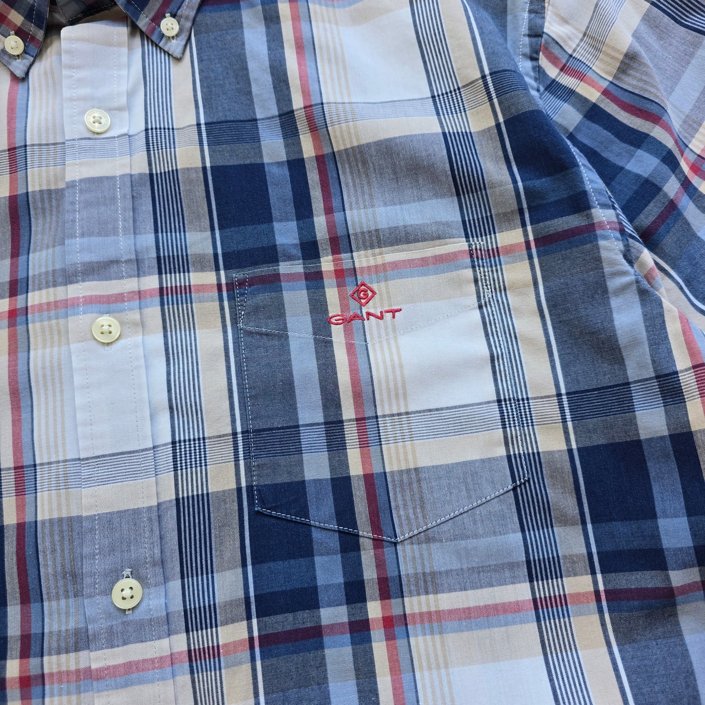 Gant Tech Prep Plaid Long Sleeve Button Up Shirt - L