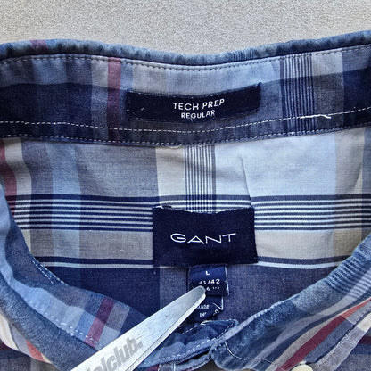 Gant Tech Prep Plaid Long Sleeve Button Up Shirt - L