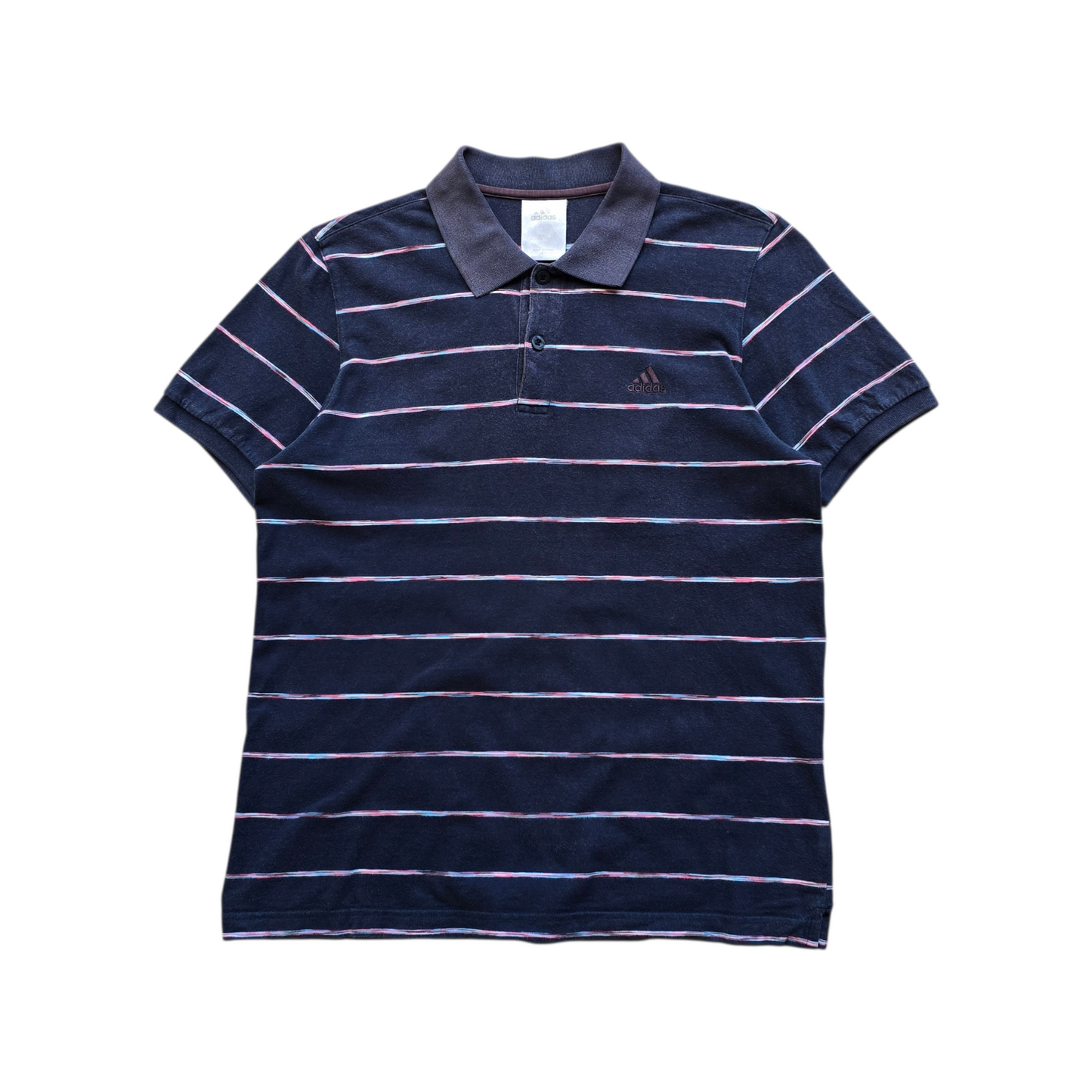 Vintage Adidas Striped Polo Shirt - M