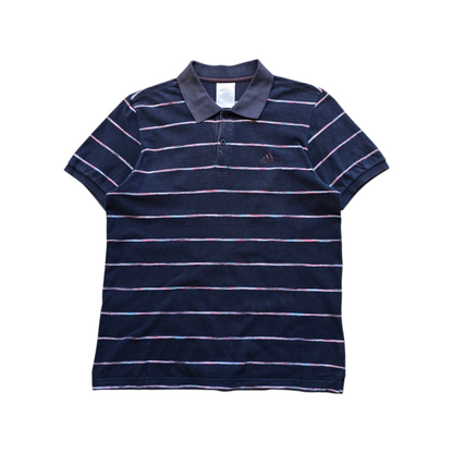 Vintage Adidas Striped Polo Shirt - M