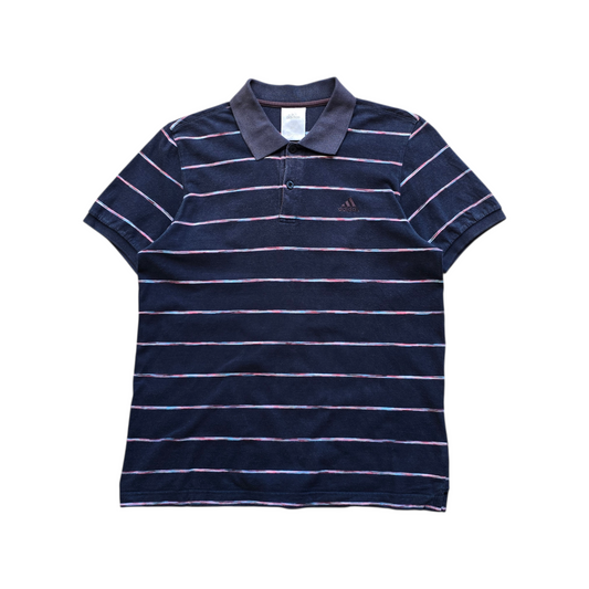 Vintage Adidas Striped Polo Shirt - M