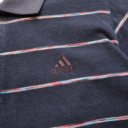 Vintage Adidas Striped Polo Shirt - M