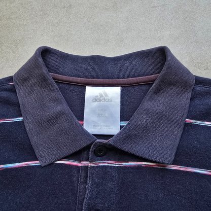 Vintage Adidas Striped Polo Shirt - M