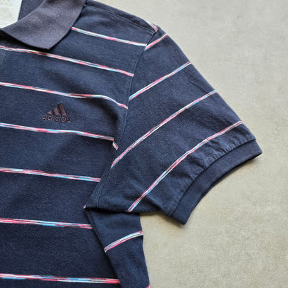 Vintage Adidas Striped Polo Shirt - M