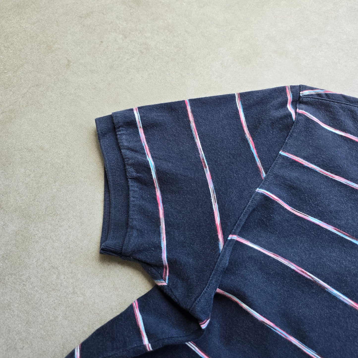 Vintage Adidas Striped Polo Shirt - M