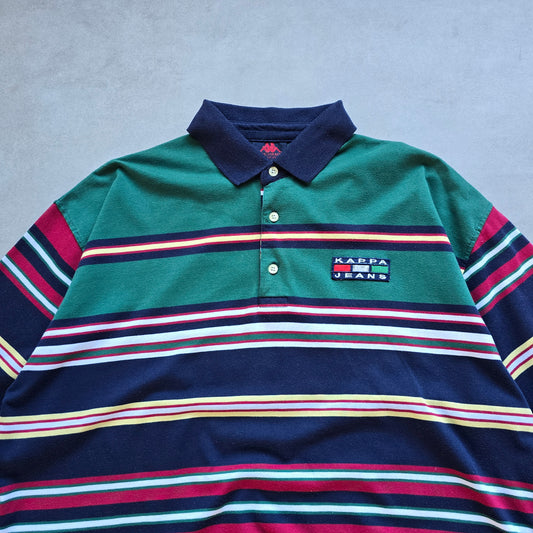 Vintage Kappa Striped Polo Shirt - XL