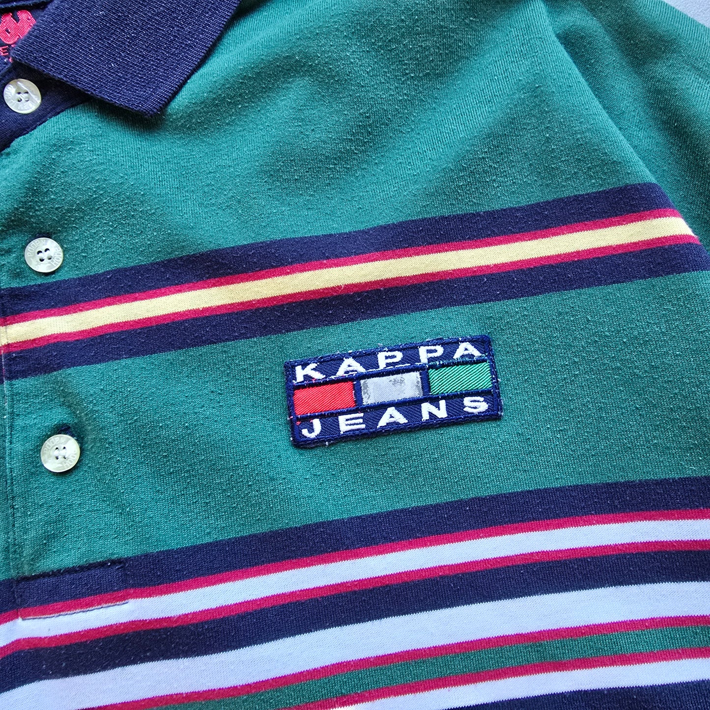 Vintage Kappa Striped Polo Shirt - XL