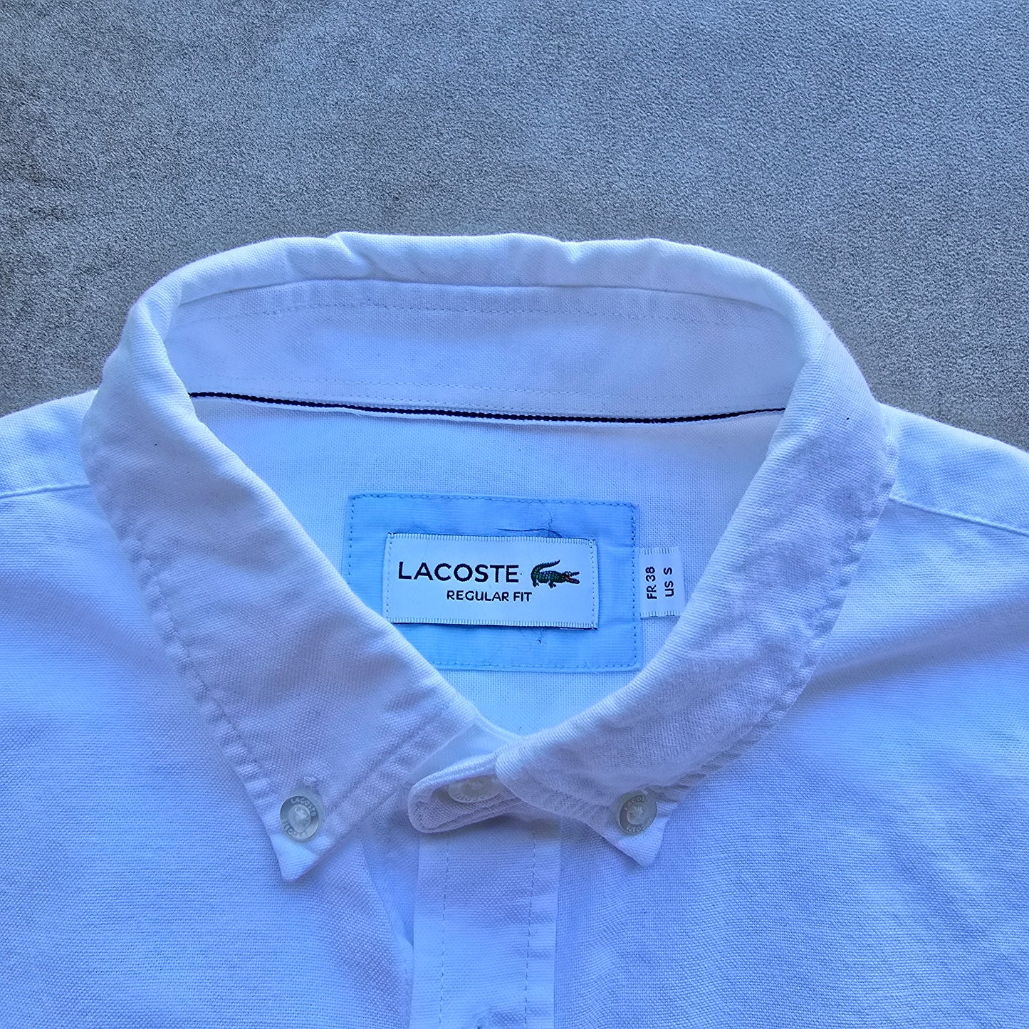 Lacoste Long Sleeve White Button Up Shirt - S