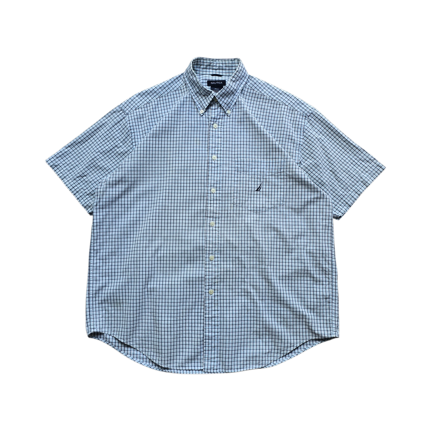 Vintage Nautica Check Short Sleeve Button Up Shirt - XL
