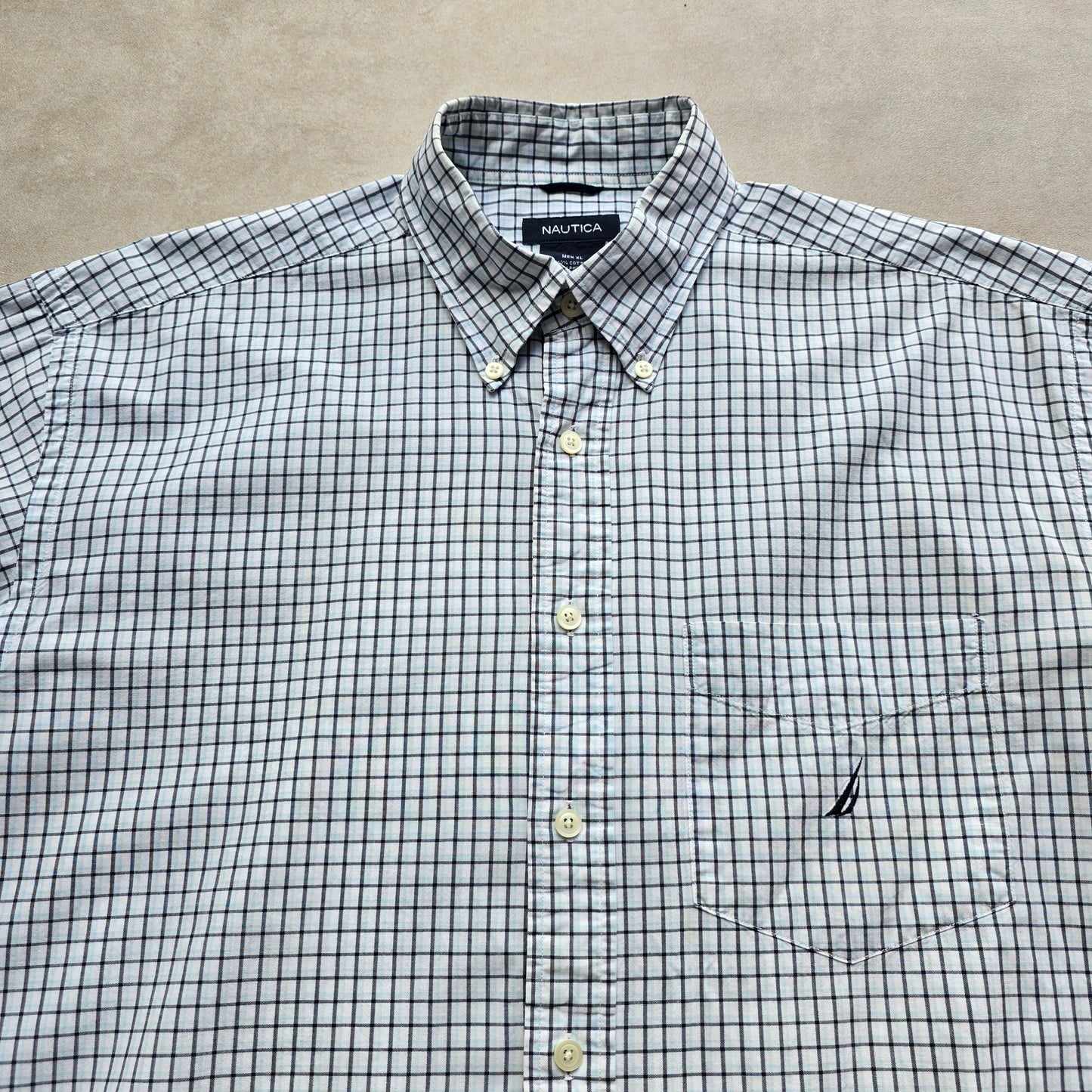 Vintage Nautica Check Short Sleeve Button Up Shirt - XL