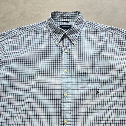 Vintage Nautica Check Short Sleeve Button Up Shirt - XL