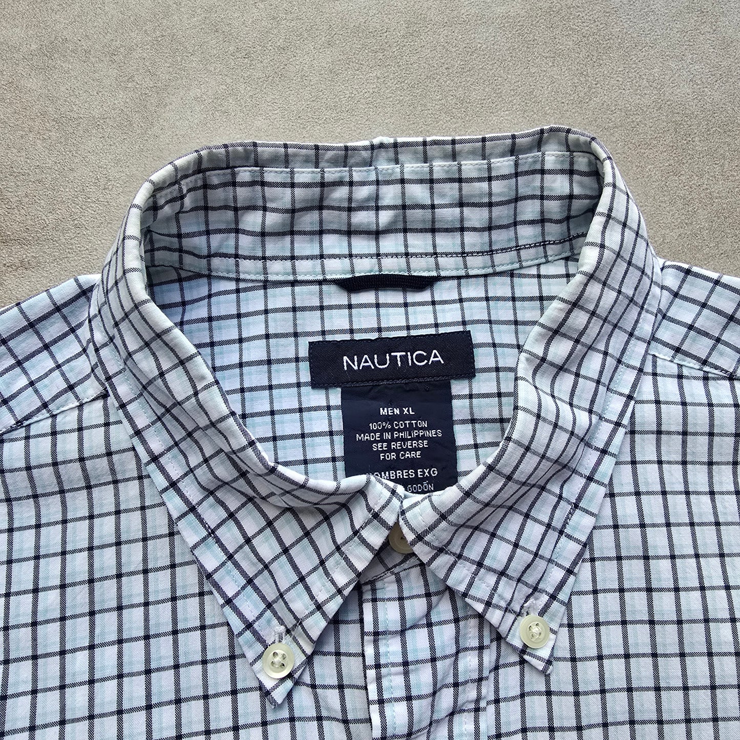 Vintage Nautica Check Short Sleeve Button Up Shirt - XL