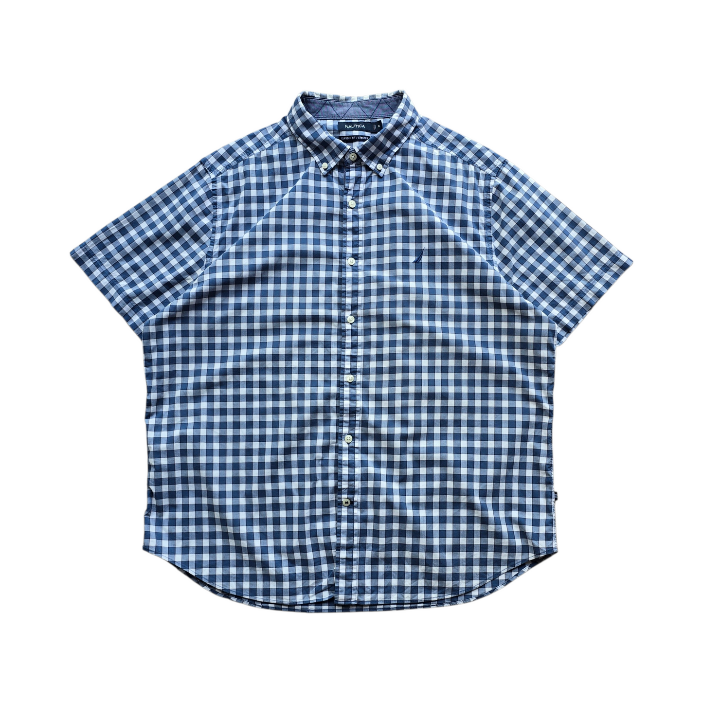 Nautica Check Short Sleeve Button Up Shirt - XL