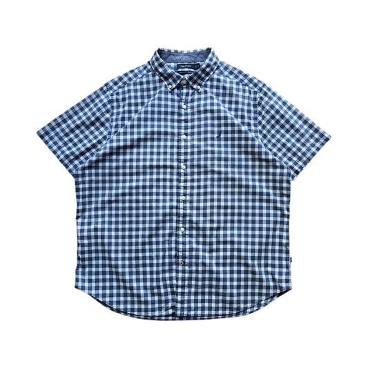 Nautica Check Short Sleeve Button Up Shirt - XL