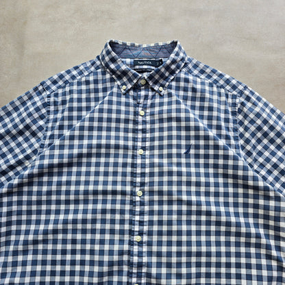 Nautica Check Short Sleeve Button Up Shirt - XL