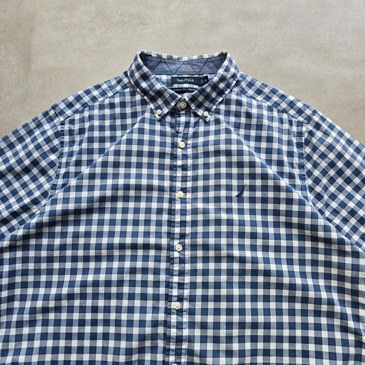 Nautica Check Short Sleeve Button Up Shirt - XL