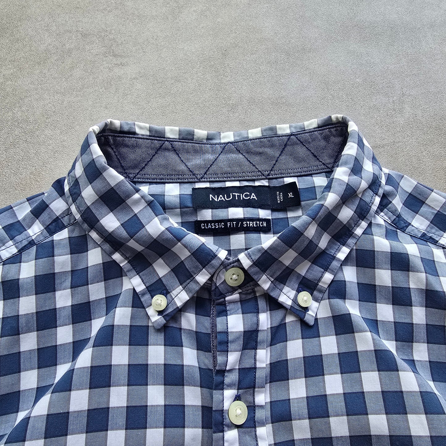 Nautica Check Short Sleeve Button Up Shirt - XL