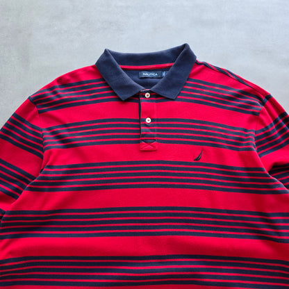 Nautica Striped Long Sleeve Polo Shirt - XL