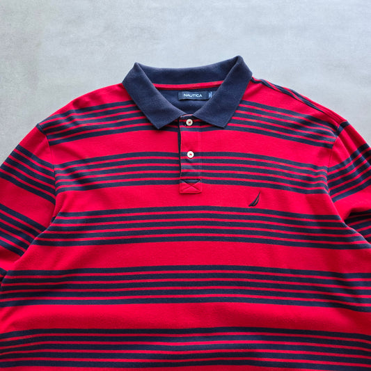 Nautica Striped Long Sleeve Polo Shirt - XL