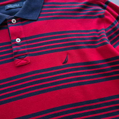 Nautica Striped Long Sleeve Polo Shirt - XL