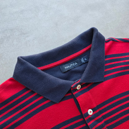 Nautica Striped Long Sleeve Polo Shirt - XL