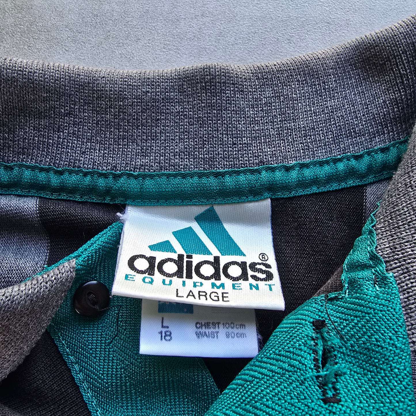 Vintage Adidas Equipment Long Sleeve Polo Rugby Shirt - L