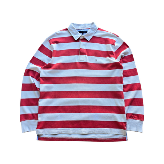 Tommy Hilfiger Striped Long Sleeve Polo Rugby Shirt - XL
