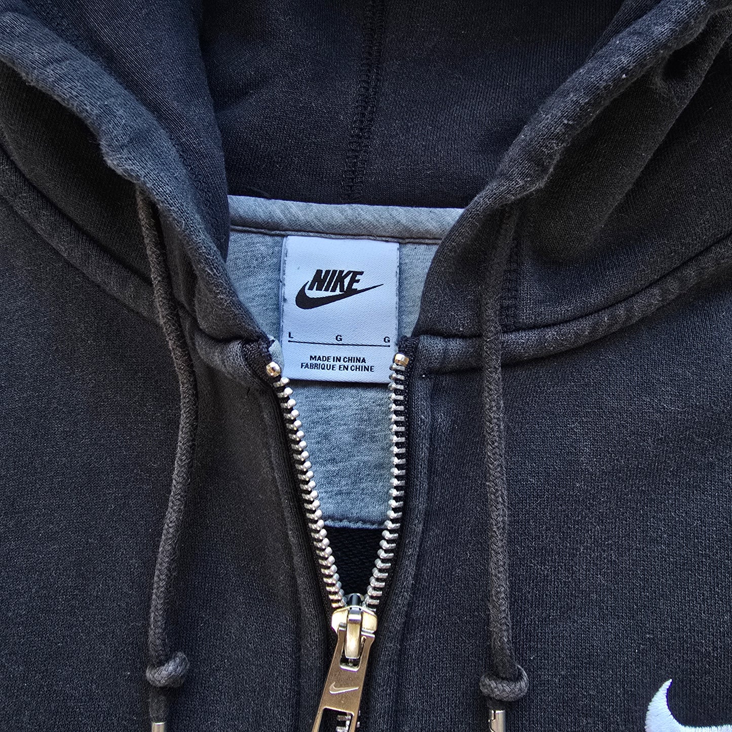 Nike Full Zip Embroidered Mini Swoosh Hoodie - L