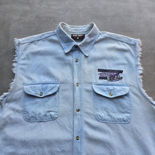 Vintage 2002 Daytona Biker Week Sleeveless Button Up Shirt - XL