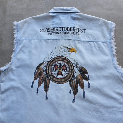 Vintage 2002 Daytona Biker Week Sleeveless Button Up Shirt - XL