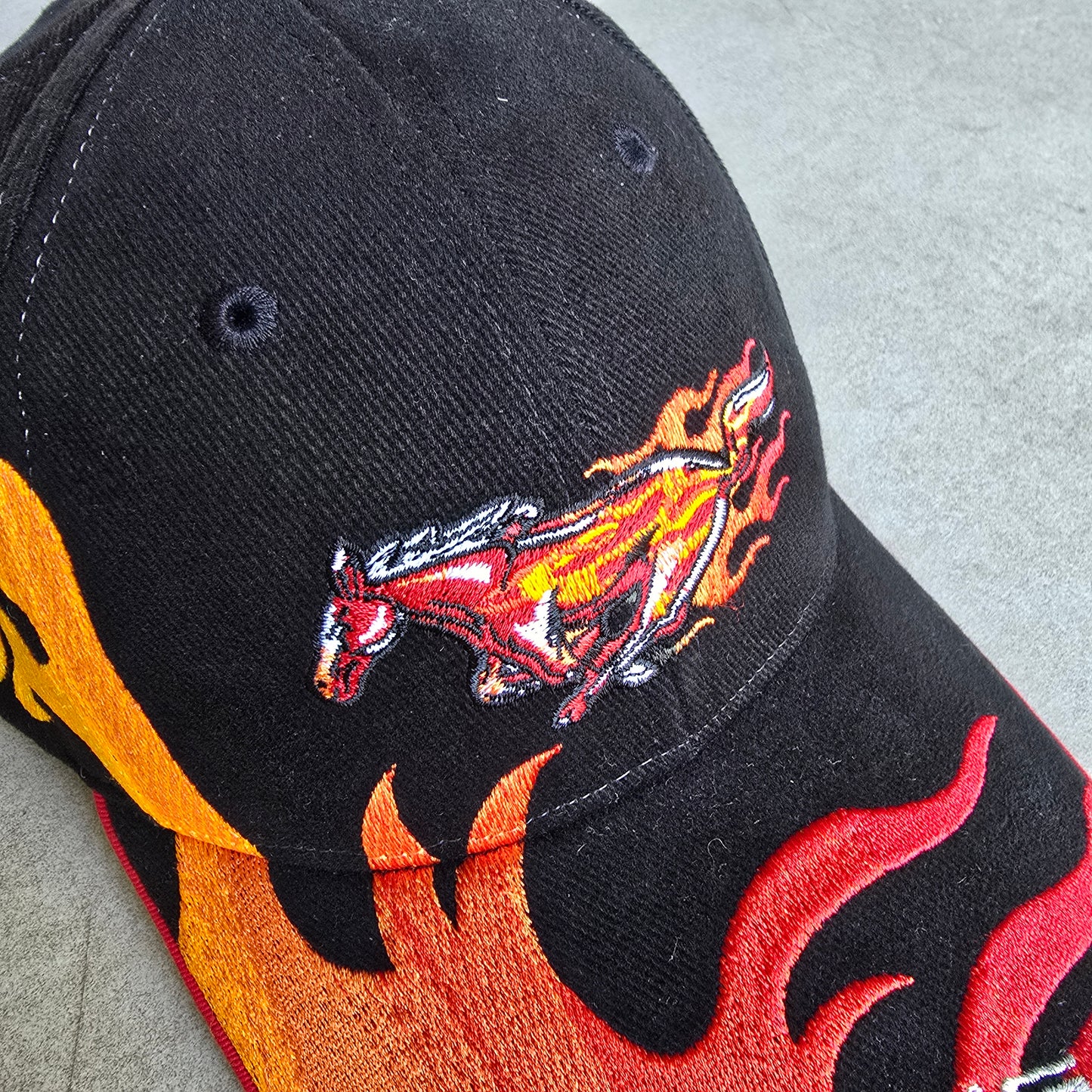 Vintage Ford Mustang Embroidered Flames Hat