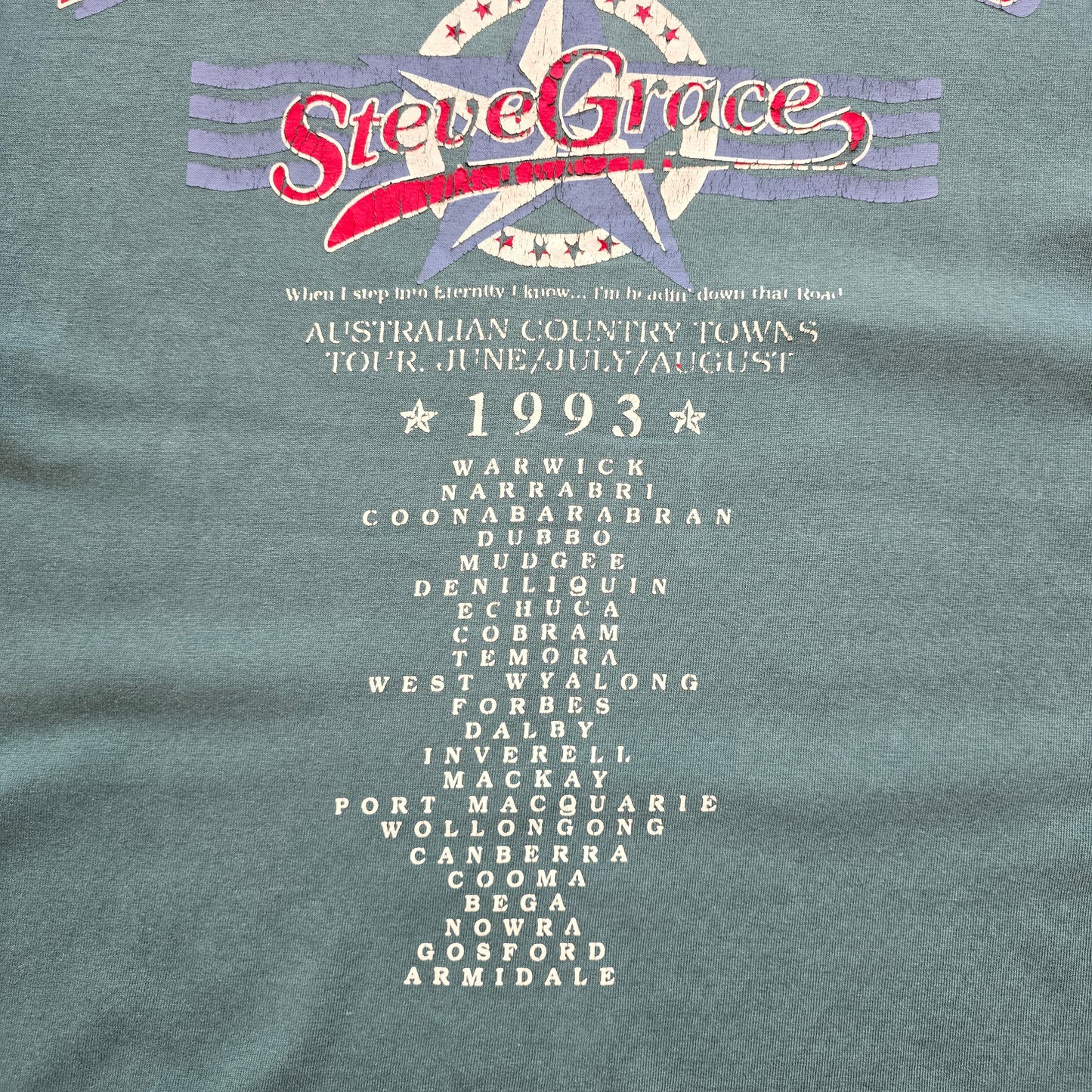 Vintage 1993 Steve Grace Liberty Road Tour Tee - L