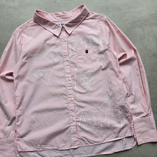 A Bathing Ape Striped Long Sleeve Button Up Shirt -XS