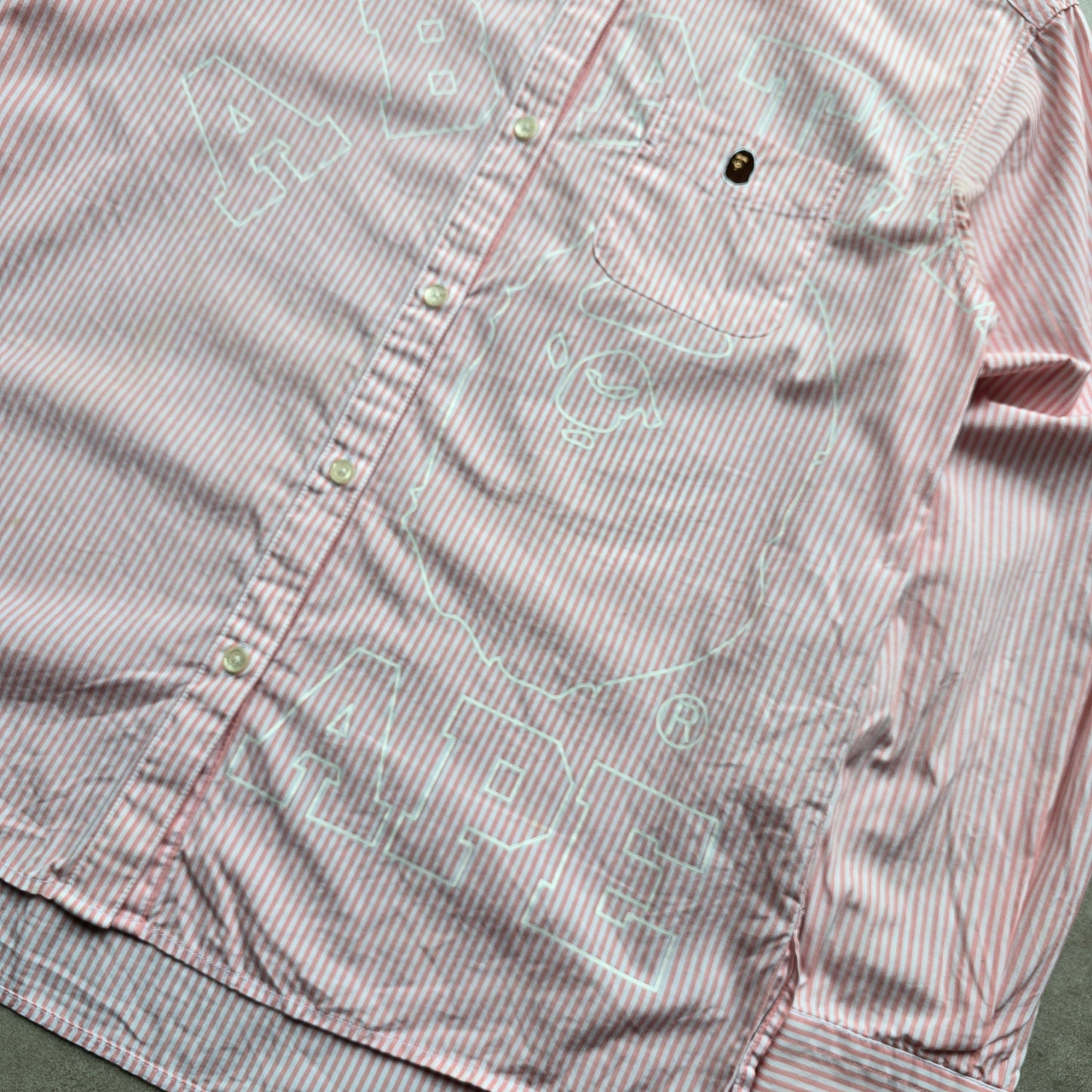 A Bathing Ape Striped Long Sleeve Button Up Shirt -XS