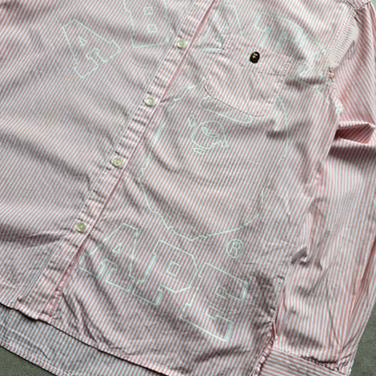 A Bathing Ape Striped Long Sleeve Button Up Shirt -XS