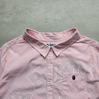 A Bathing Ape Striped Long Sleeve Button Up Shirt -XS