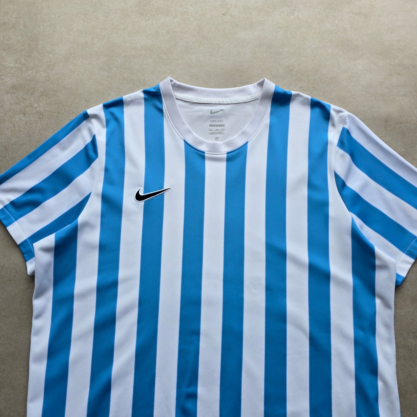 Nike Dri-Fit Embroidered Swoosh Blue & White Striped Jersey - XXL