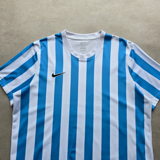 Nike Dri-Fit Embroidered Swoosh Blue & White Striped Jersey - XXL