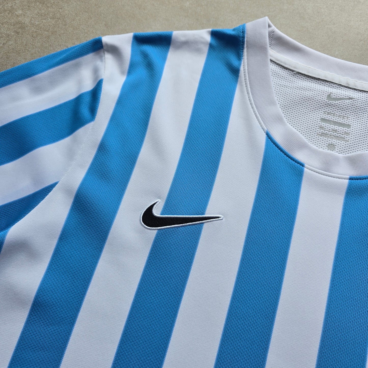 Nike Dri-Fit Embroidered Swoosh Blue & White Striped Jersey - XXL