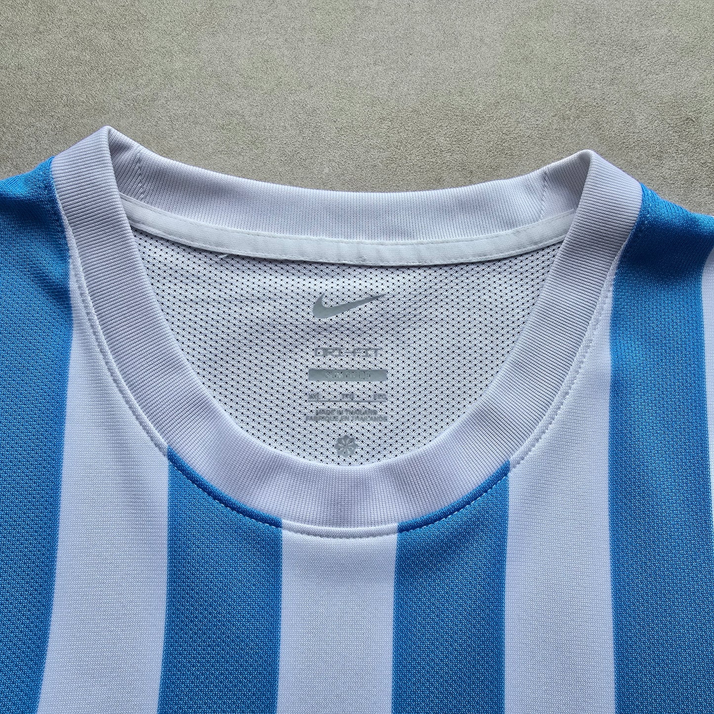 Nike Dri-Fit Embroidered Swoosh Blue & White Striped Jersey - XXL