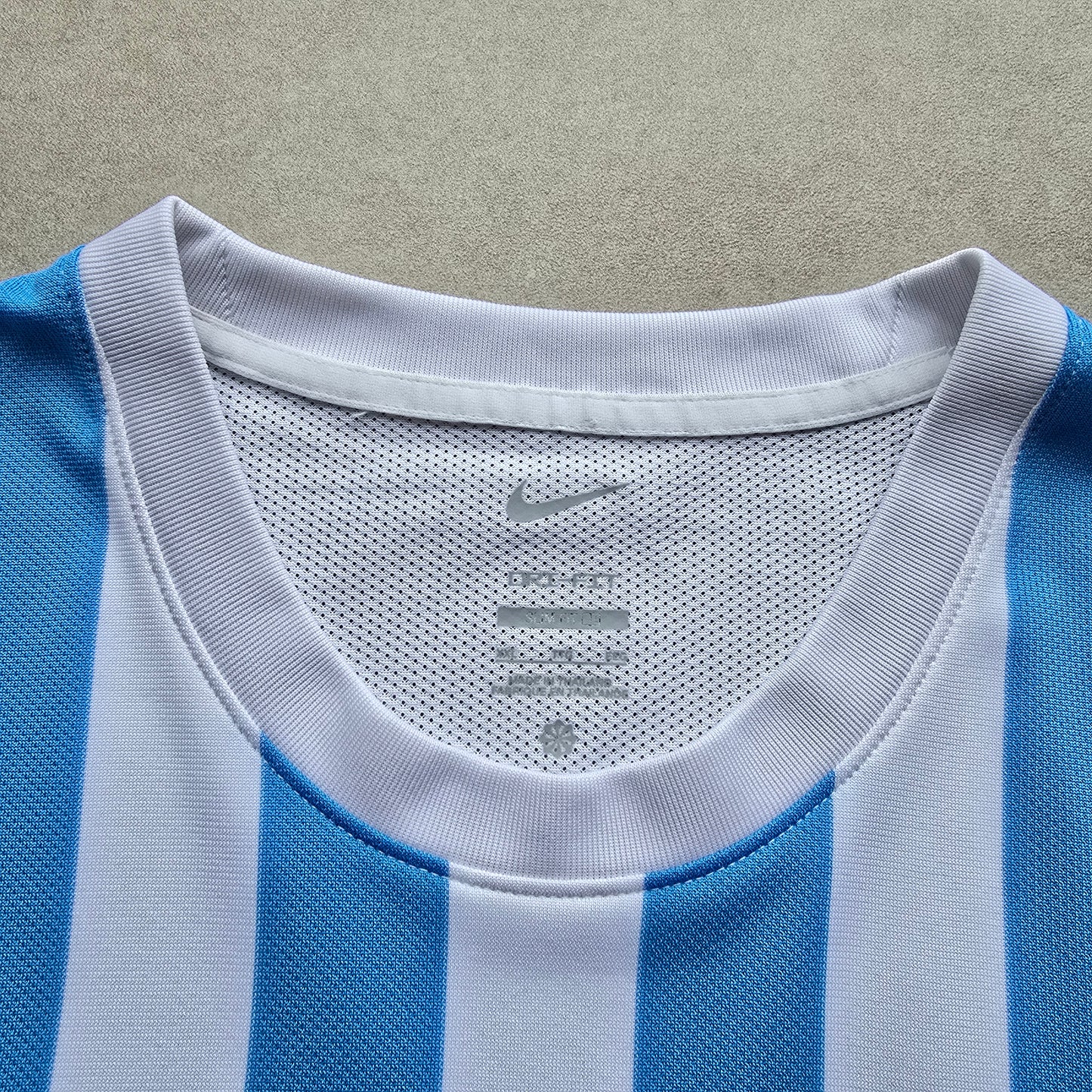 Nike Dri-Fit Embroidered Swoosh Blue & White Striped Jersey - XXL