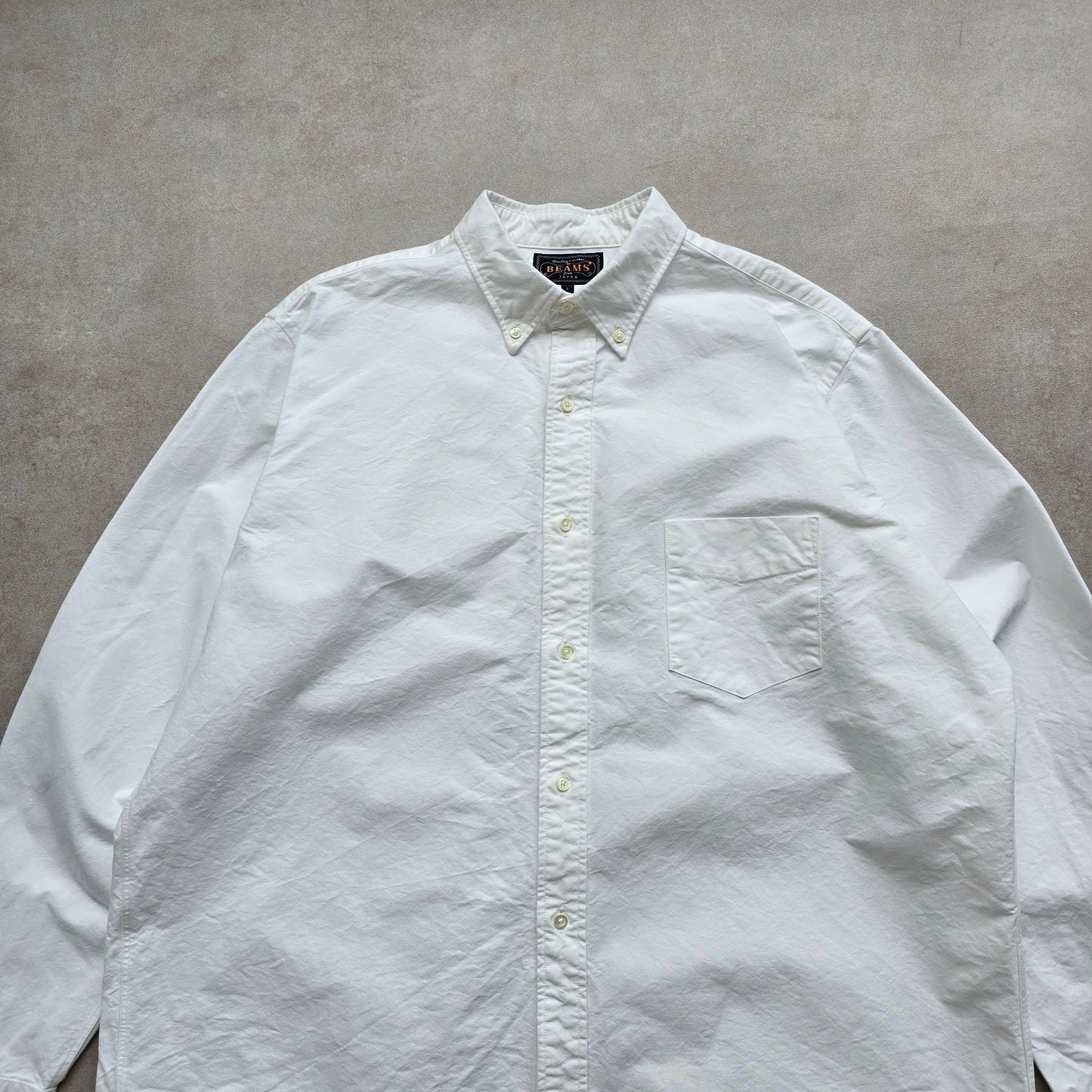 Beams Plus Oxford White Long Sleeve Button Up Shirt - L